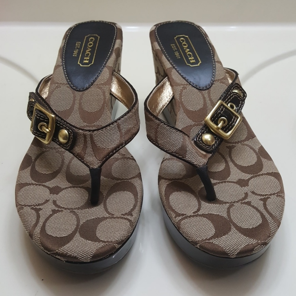 Coach wedge thong sandals